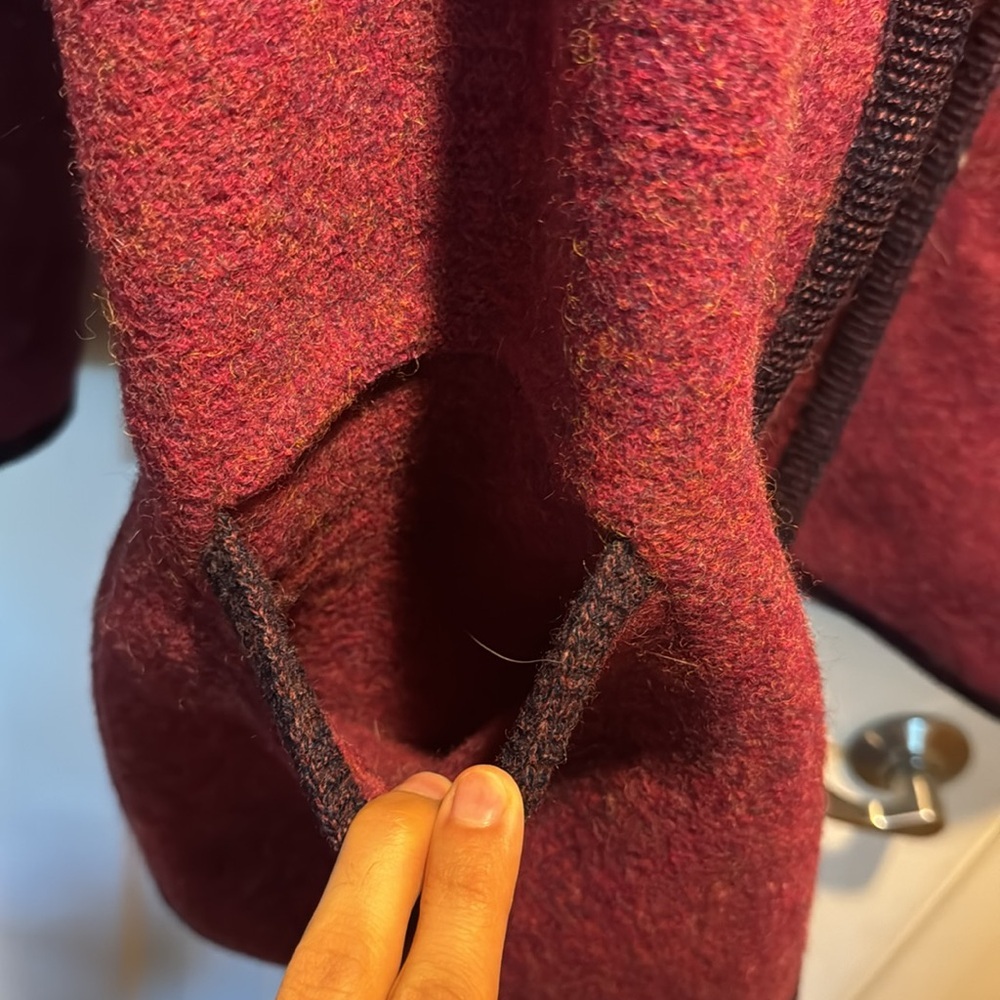 Geiger Austria Boiled Wool Jacket - Vintage Maroon Button-Front Cardigan Coat - Picture 10 of 13